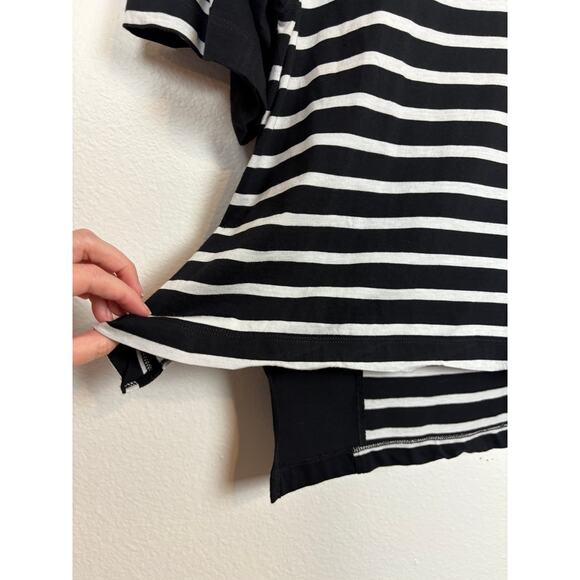 La Ligne Short Sleeve Striped Step Hem Cotton Puff Sleeve Top Medium - Picture 5 of 7